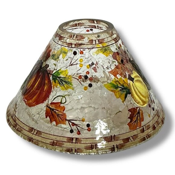 Yankee Candle Shade Crackle Glass Fall Autumn Thanksgiving Pumpkin Harvest - Picture 4 of 16